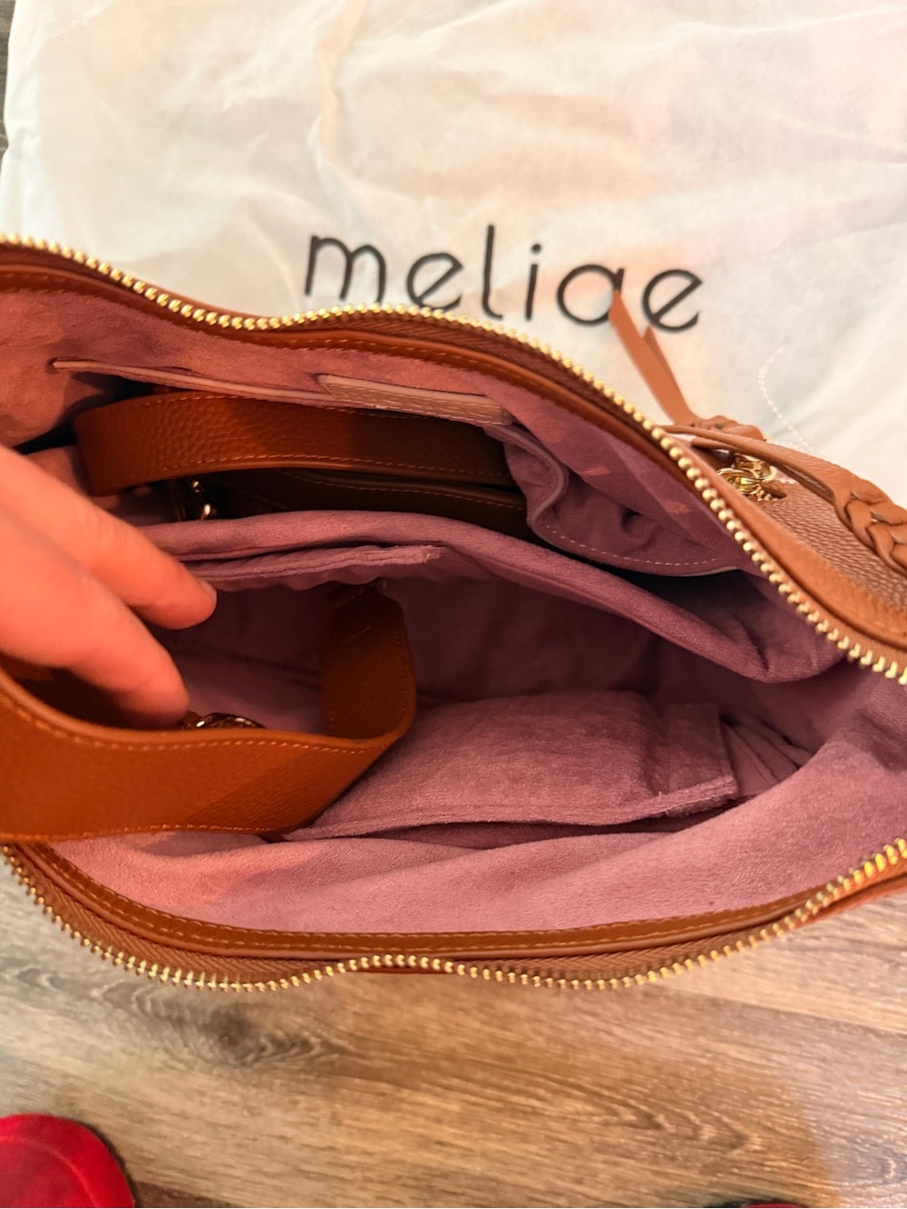 Madeline Pebbled Leather Hobo Bag, Camera Purse in Brown - Picture 4 of 5
